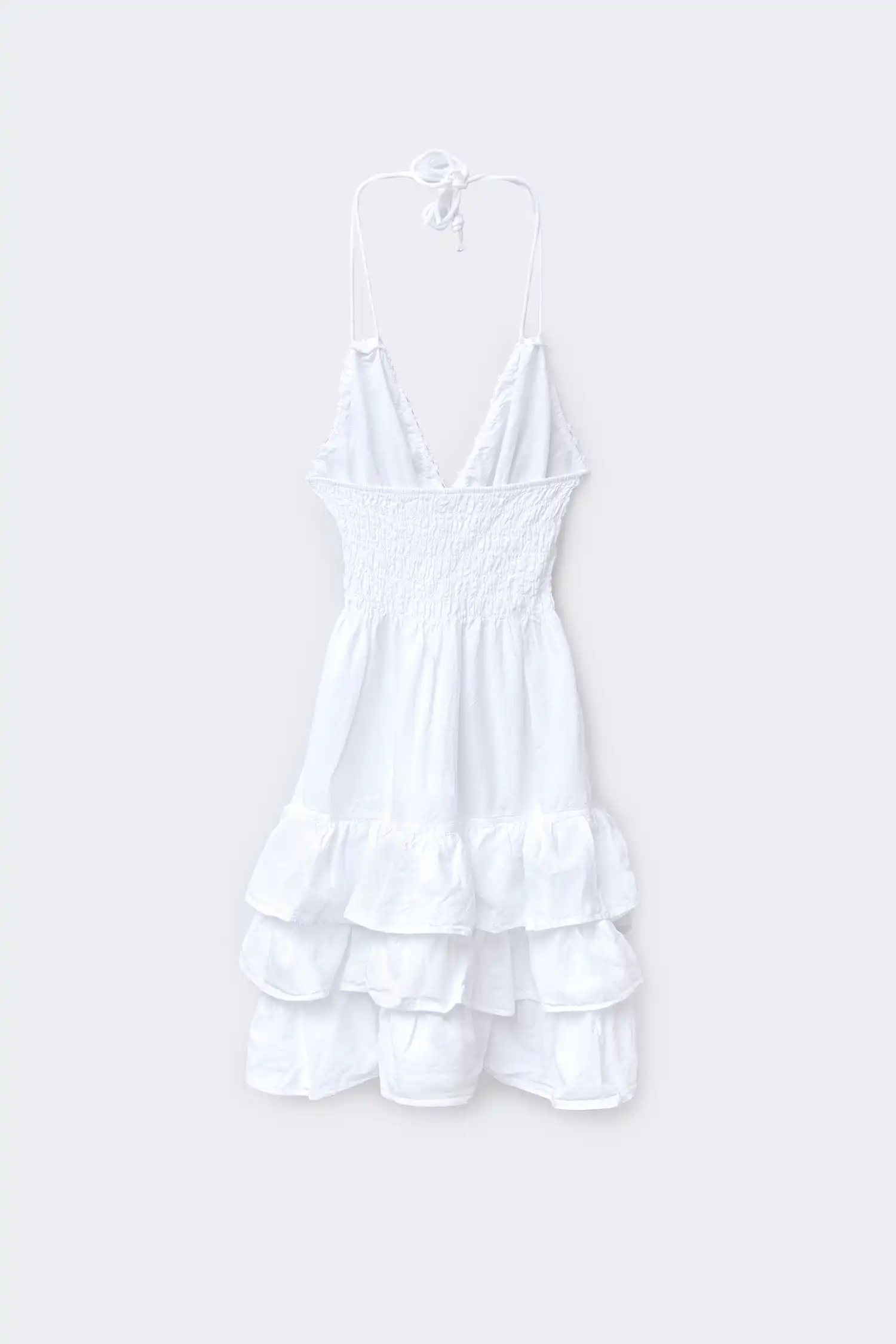 vestido ibicenco corto blanco vista trasera