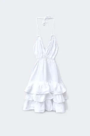 vestido ibicenco corto blanco vista frontal