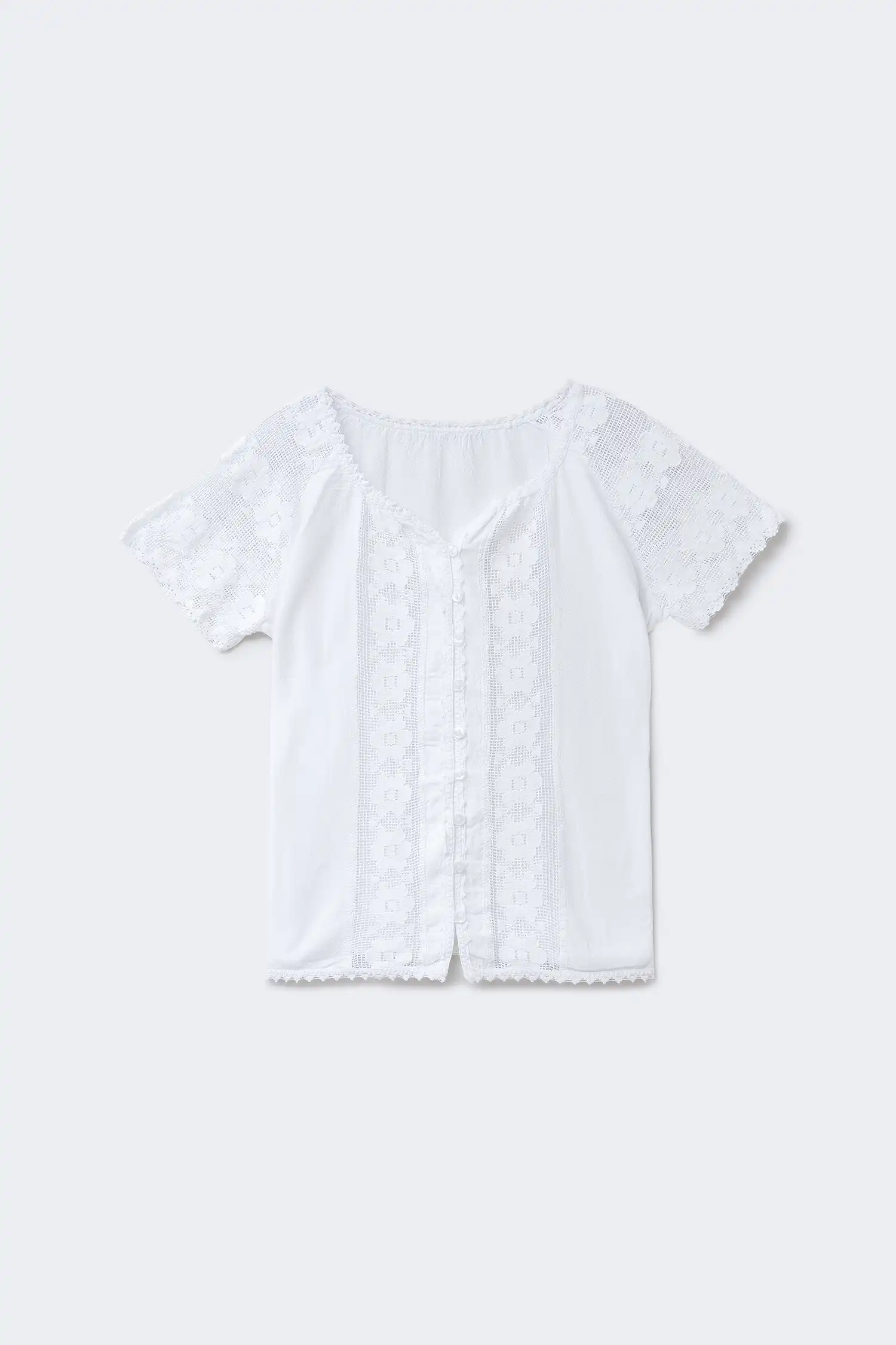 Blusa ibicenca blanca de mujer vista frontal