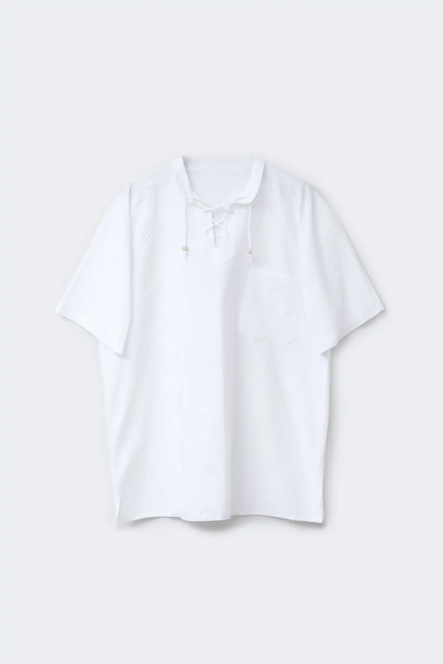 Camisa ibicenca hombre blanca vista frontal