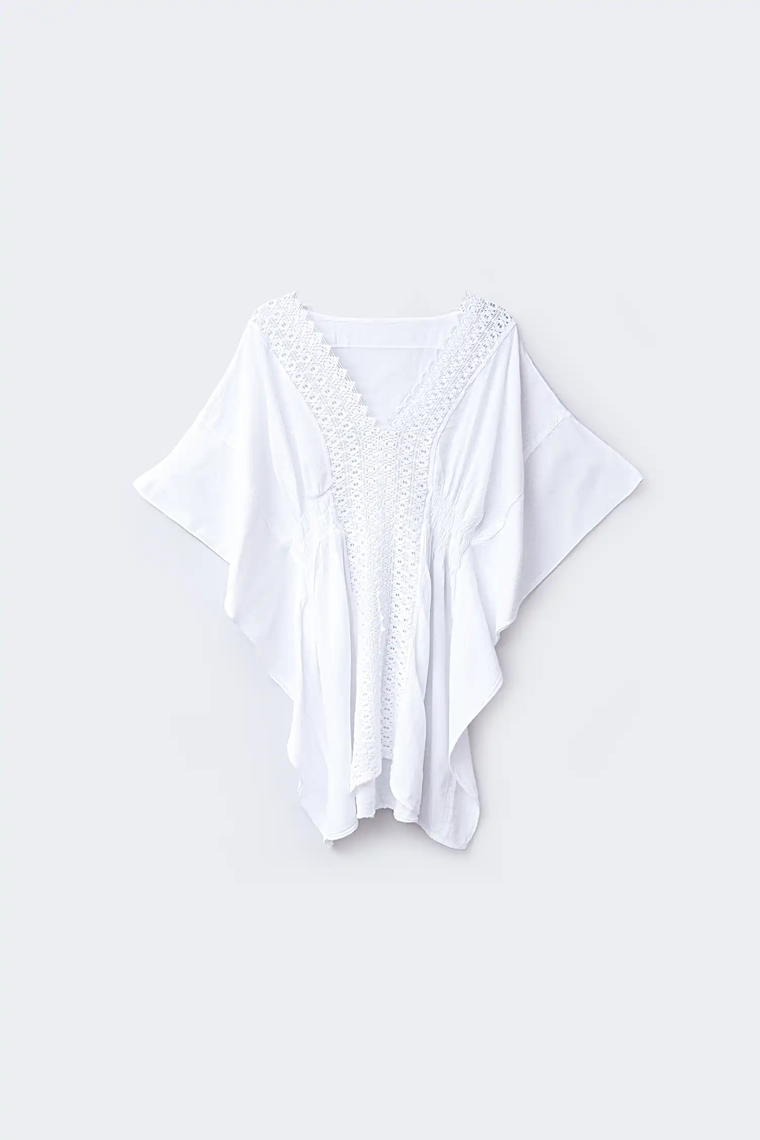 Caftán ibicenco blanco vista frontal