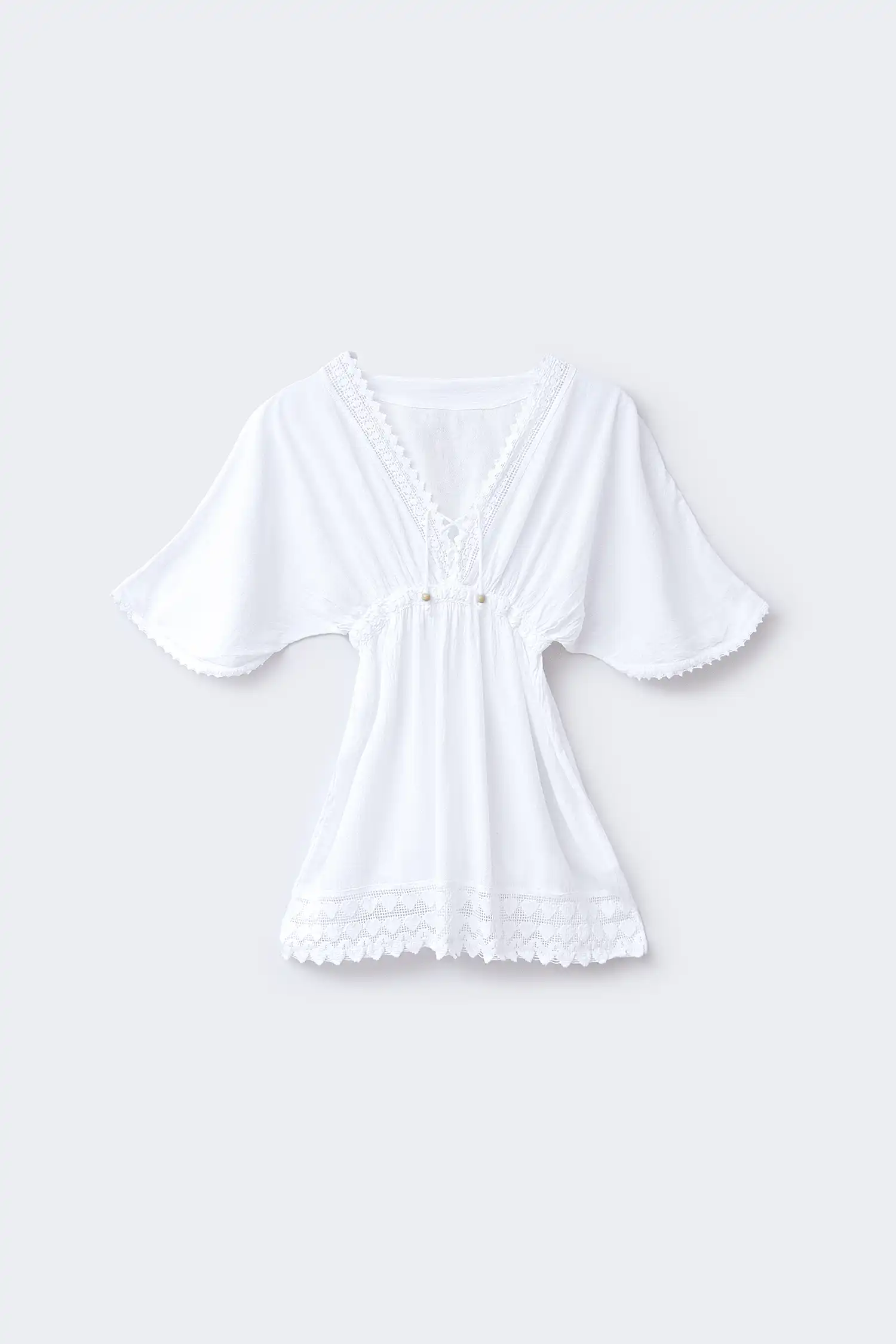 Caftán ibicenco blanco vista frontal