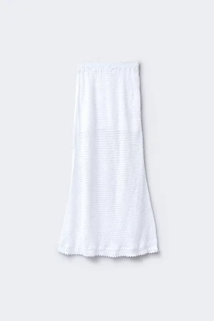 Falda larga ibicenca blanca vista frontal