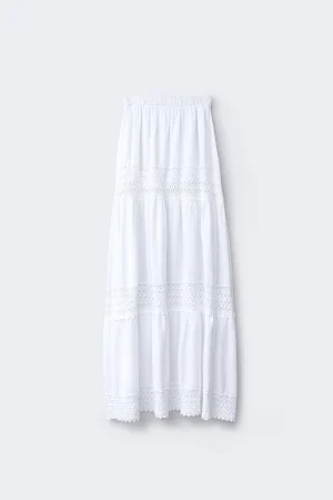 Falda larga ibicenca blanca vista frontal