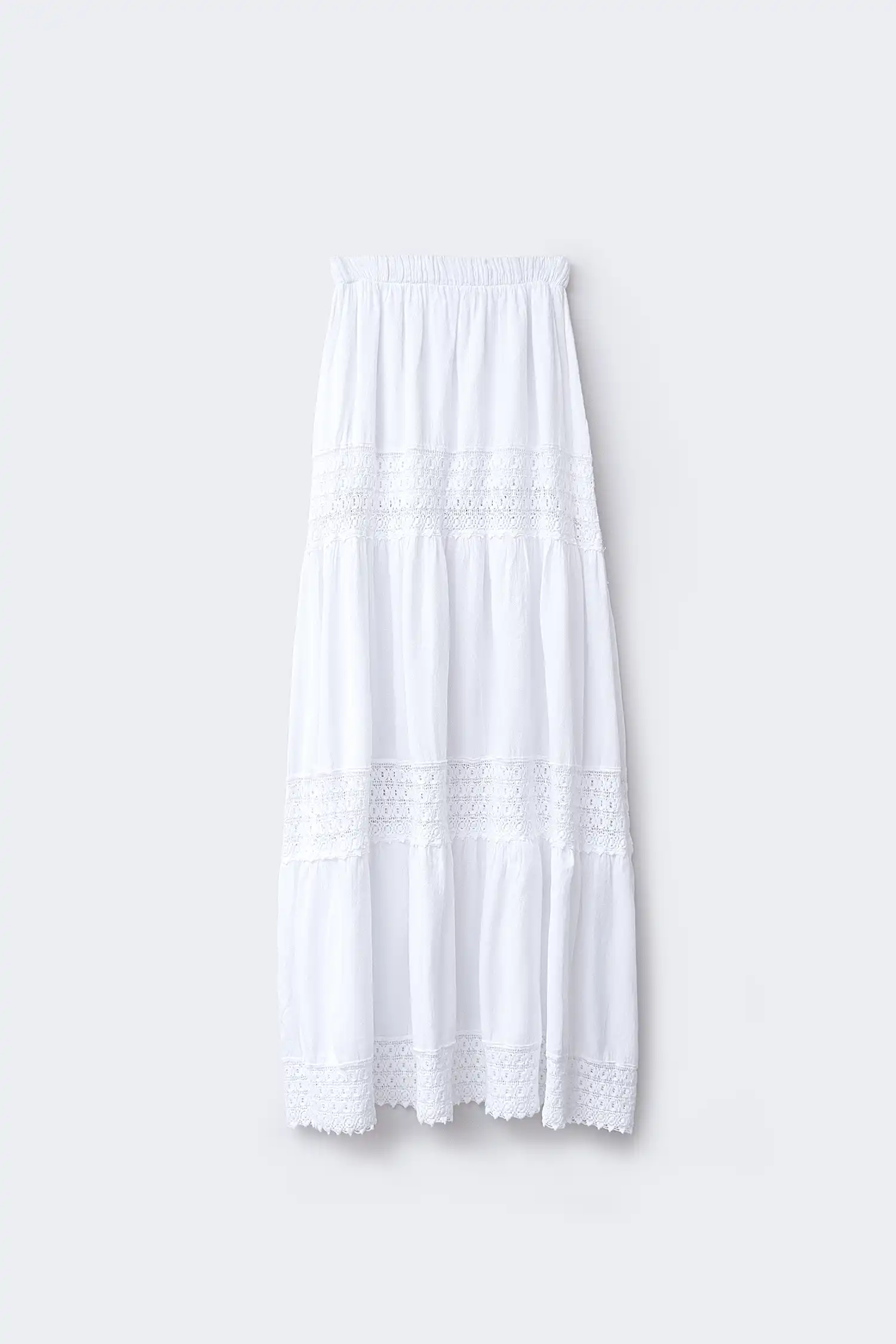 Falda larga ibicenca blanca vista frontal