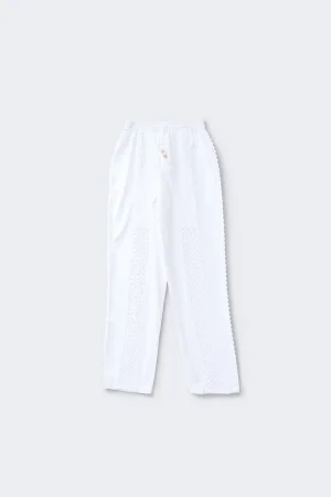 Pantalón ibicenco mujer blanco vista frontal