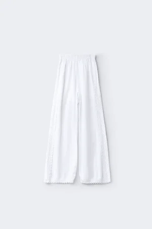 Pantalón ibicenco mujer blanco vista frontal