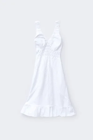 vestido ibicenco corto blanco vista frontal