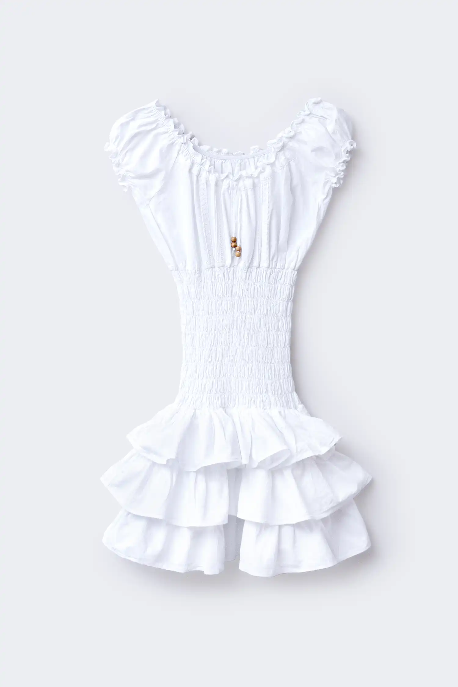 vestido ibicenco corto blanco vista frontal